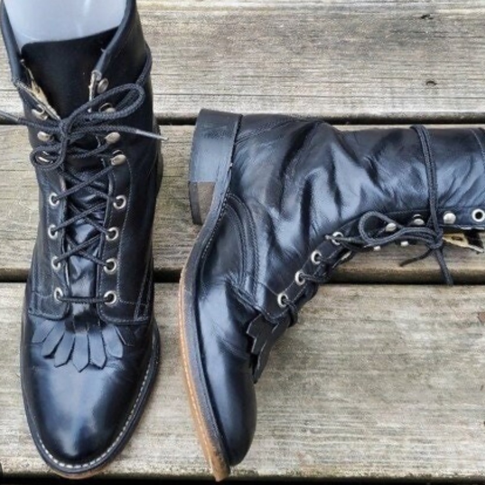 Black Classic Laredo Roper Boot- EUC Sz 5 Genuine leather☀️🖤 - Picture 11 of 14